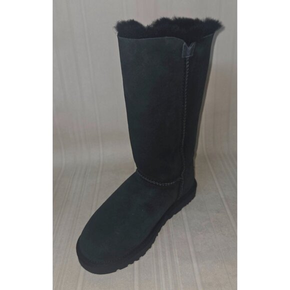 UGG BAILEY BUTTON TRIPLET TRIPLE Black Suede Tall Boots Women Size US 5 NEW 1873 - Picture 5 of 12